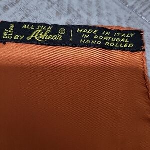 Ashear Orange 100% Silk Men's Handkerchief Pocket Square Hand Rolled In Italy